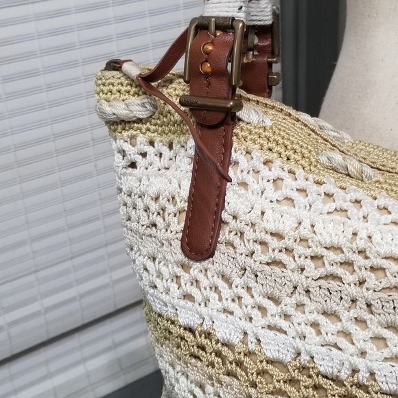 The Sak Crochet Large Shoulder Bag With Wrapped Faux Leather Straps - Picture 16 of 16